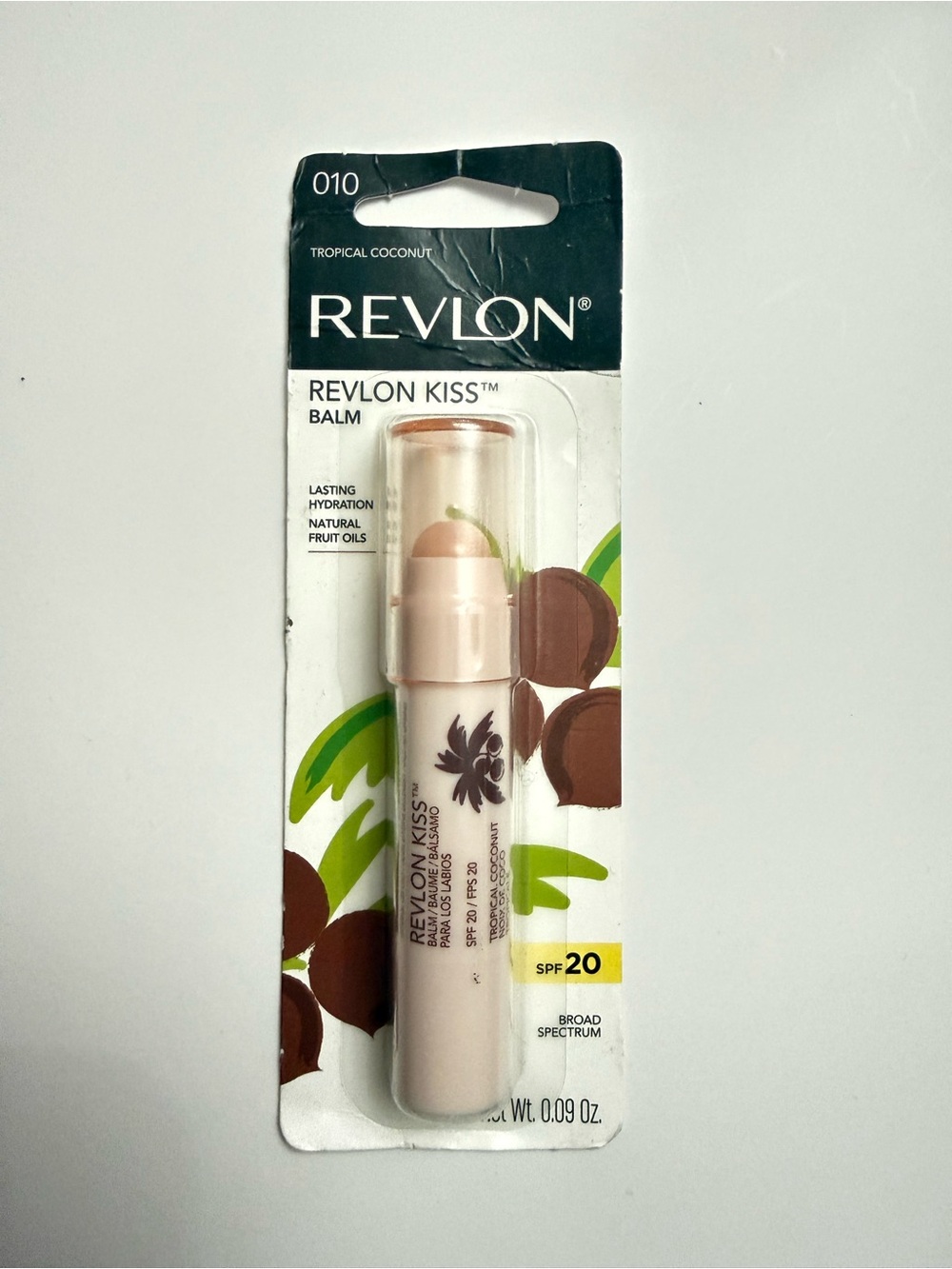 Revlon Kiss Balm Tropical Coconut 010 SPF 20 Broad Spectrum New